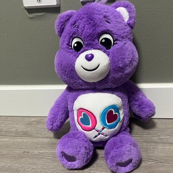 2014 Share Care Bear - Purple Lollipops - Just Play - 14" Plush Hearts Adorable - Picture 1 of 12